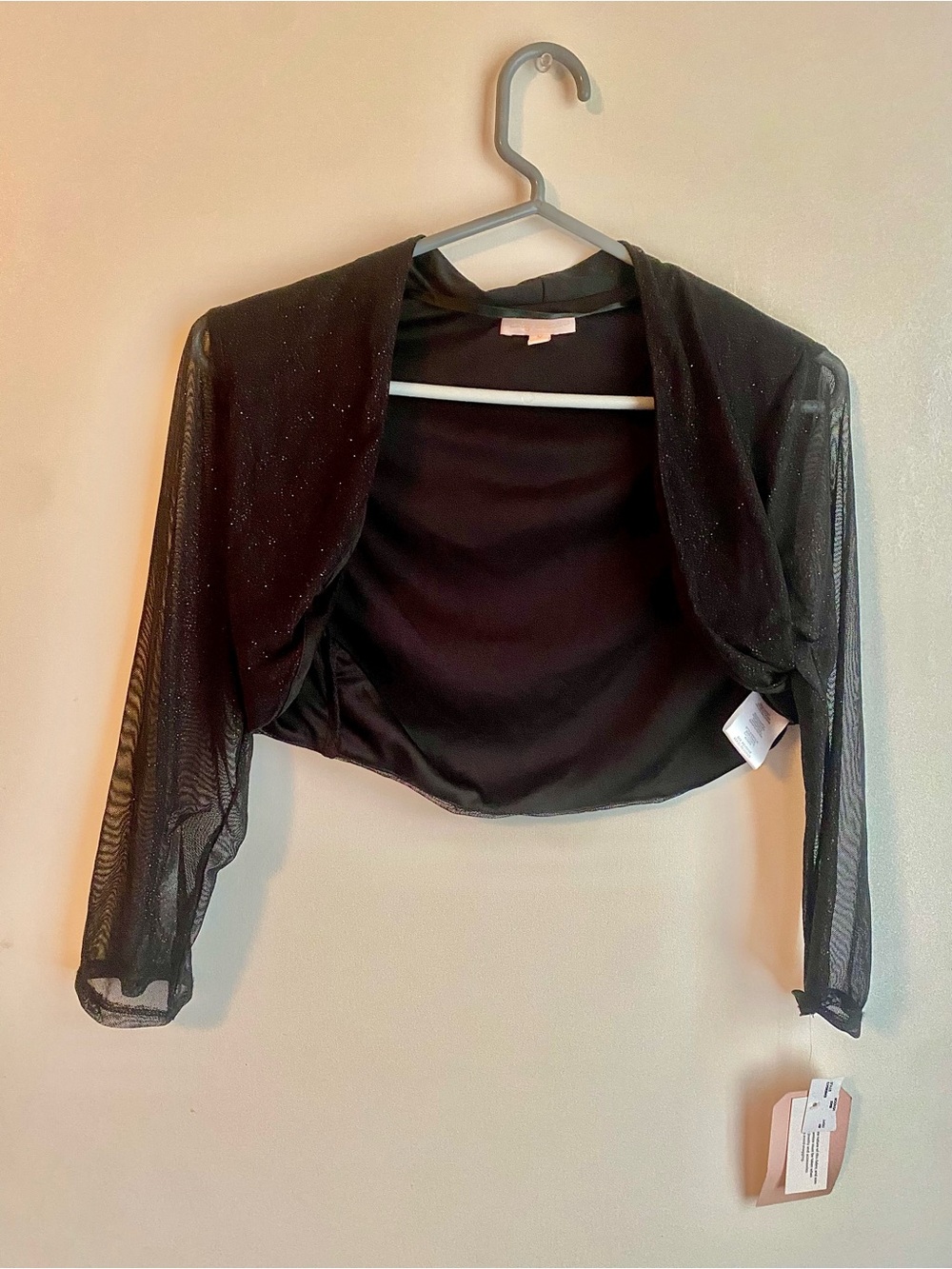 Black Sparkling Mesh Long Sleeves Bolero NWT